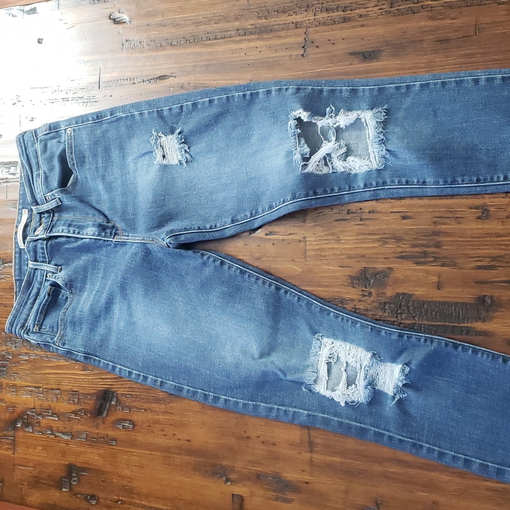 Levi's 721 High Rise Skinny Ripped Distressed Blue Jeans Size W28 L30 - Picture 5 of 14